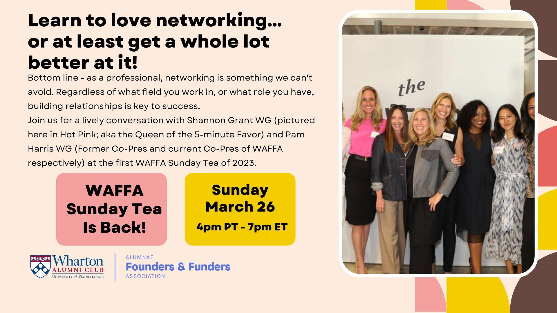 WAFFA Sunday Tea – March 26th